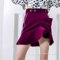 Asymmetric Velvet Short Skirt Mode Damenkleid